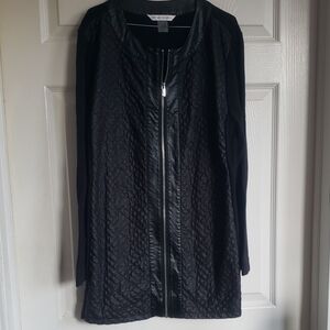 Peter Nygard Black Textured Leather Mini Dress